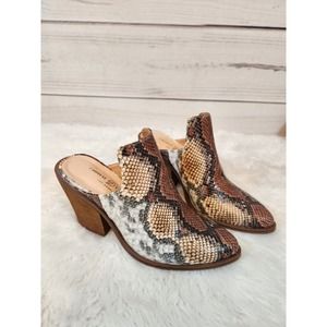 Chinese Laundry women's Snake‎ Print Slip On Heeled Mules Shoes Size 9.5